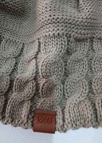 Bej Örgü Kadın Bere Ponponlu - Görsel 2