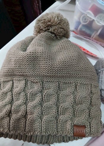 Bej Örgü Kadın Bere Ponponlu - Görsel 4