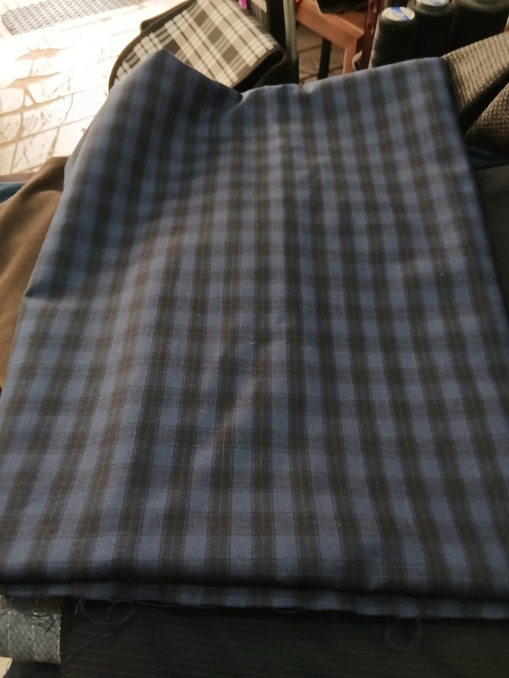 Lacivert  kareli kumaş - Görsel 2