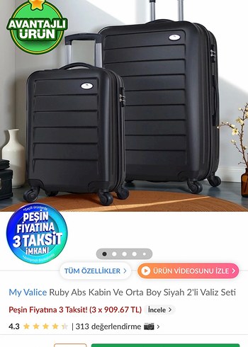 Louis Vuitton Siyah 2li Abs Valiz Seti