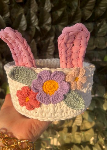 Ikea Çiçekli Bohem Örgü Sepet