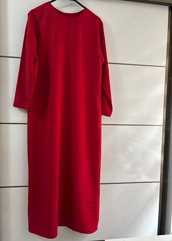 Kırmızı tesettür elbise özel dikim - Görsel 2