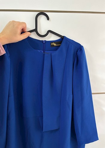 Parlak Mavi Midi elbise - Görsel 3