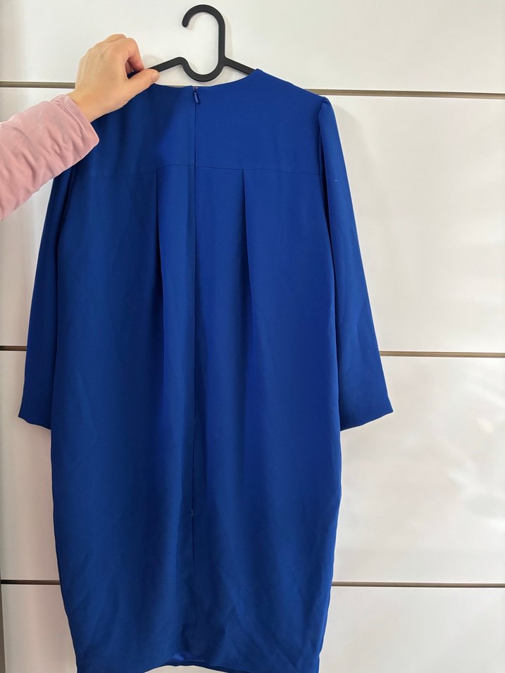 Parlak Mavi Midi elbise - Görsel 2