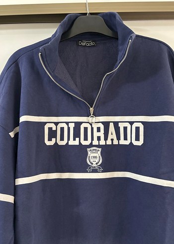 Mavi Fermuarlı Kadın Sweatshirt - Görsel 2