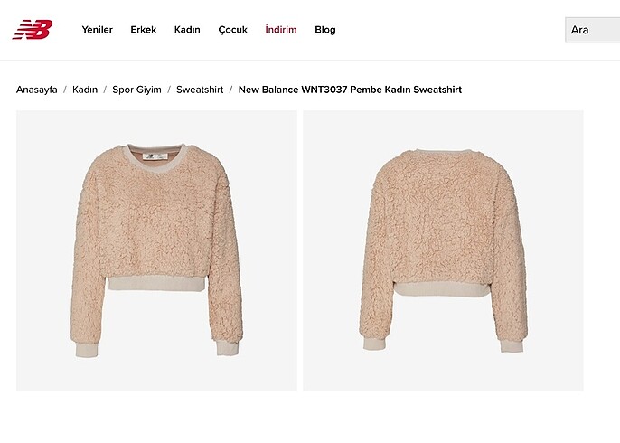 New Balance Bej Rengi Sweatshirt - Small WNT3037-FCD - Görsel 9