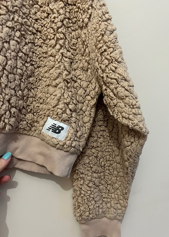 New Balance Bej Rengi Sweatshirt - Small WNT3037-FCD - Görsel 4