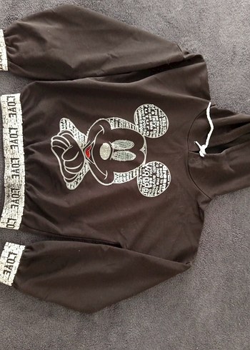 Kız Çocuk Kapüşonlu siyah Sweatshirt