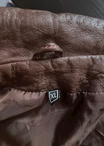 Düğmeli Kahverengi Deri Kadın Ceket - Görsel 4