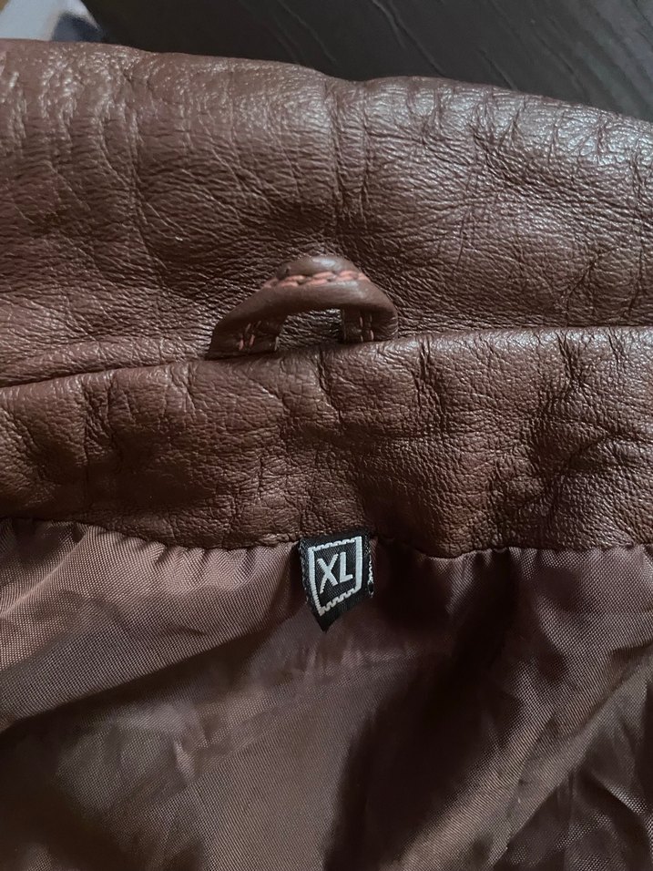 Düğmeli Kahverengi Deri Kadın Ceket - Görsel 4