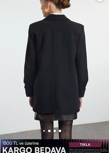 Kadın Siyah Normal Kesim Blazer Ceket - Görsel 4