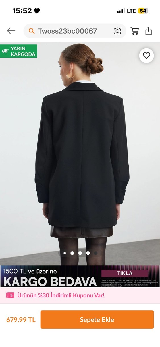 Kadın Siyah Normal Kesim Blazer Ceket - Görsel 4