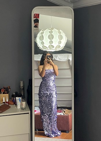 Diğer Urban Muse Lila Payetli Uzun Abiye Elbise