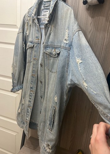 s Beden Pull&bear kot ceket uzun oversize