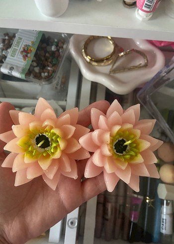 Pembe Lotus Şekilli Dekoratif Mum