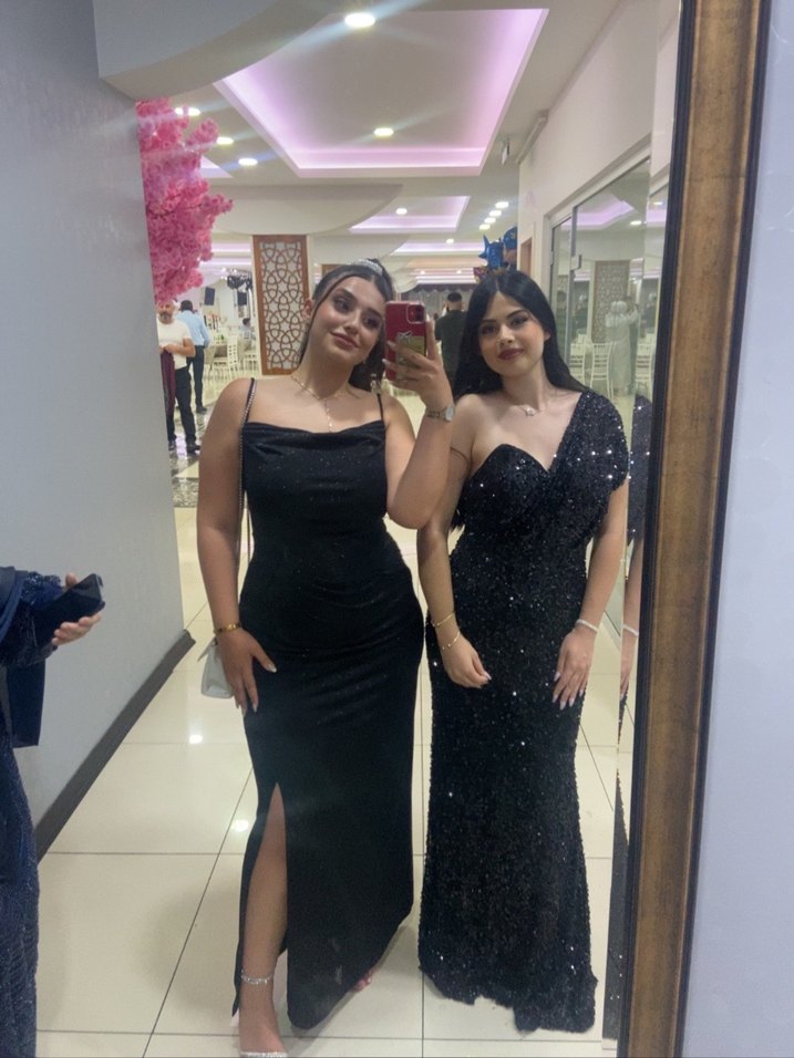 Askılı Simli  Uzun Kadın Elbise - Görsel 2