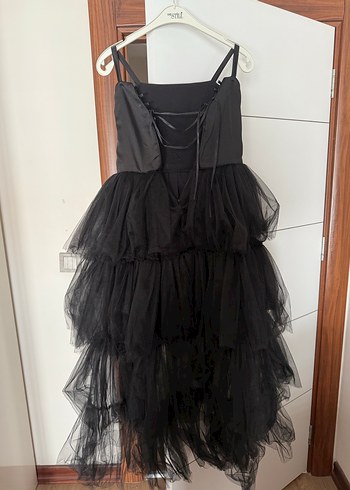 Abiye Çocuk Siyah Gotik Fırfırlı Abiye Elbise