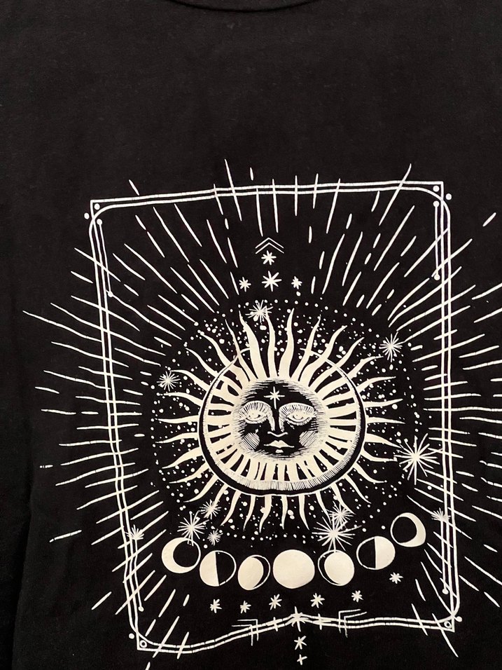 Kadın Siyah Baskılı Kısa Kollu Tişört - Görsel 2