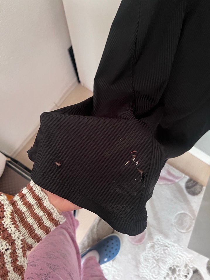 Siyah Uzun Yüksek Yakalı Drapeli Elbise - Görsel 5