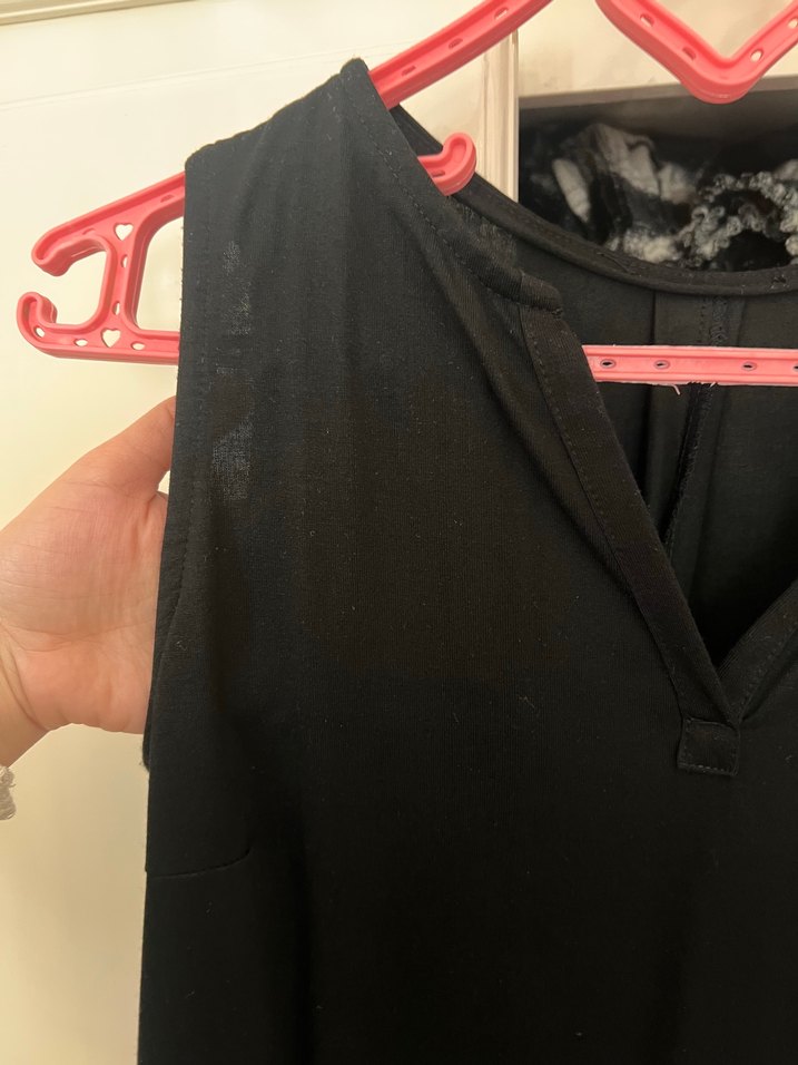 Siyah V Yaka elbise - Görsel 5