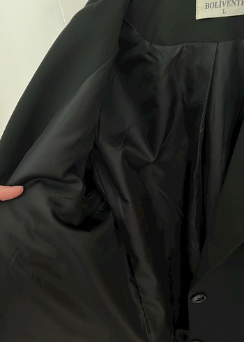 l Beden siyah Renk Siyah Kadın Düğmeli Ofis Ceketi