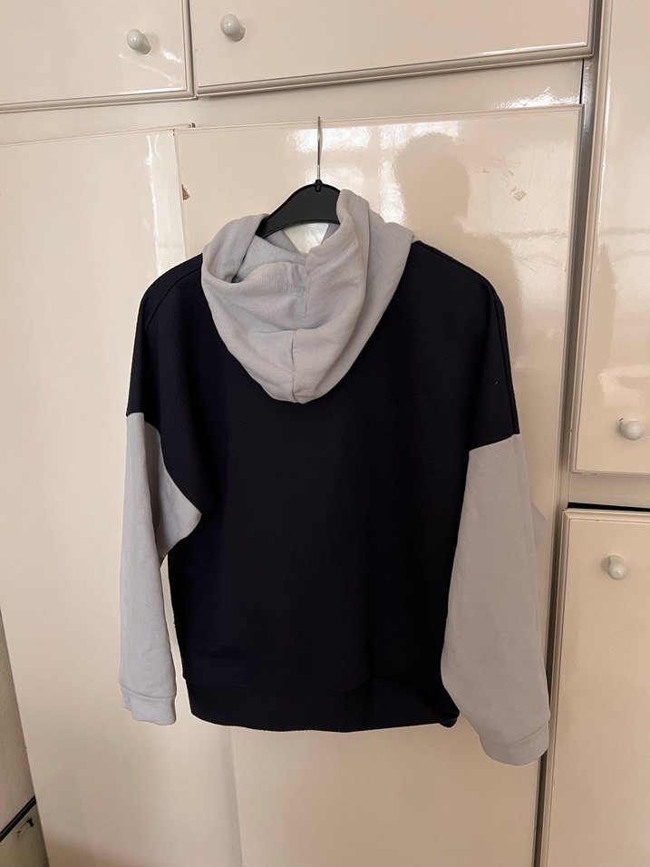 Gri Siyah Kapüşonlu Baskılı Sweatshirt - Görsel 2