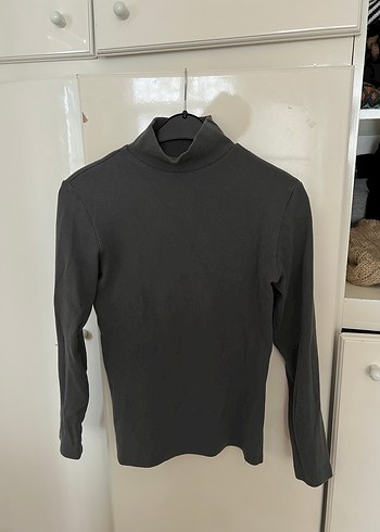 Kadın Siyah Yüksek Yaka İnce Keten Kazak - Görsel 2