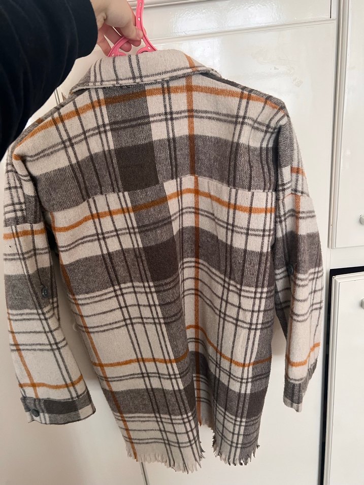 Düğmeli Uzun Kollu Ekose Kadın Gömlek - Görsel 3