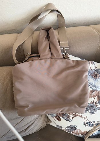 Tokalı Bej Gri Kadın Omuz Çantası - Görsel 3