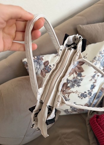 Beyaz Baskılı Kadın Bez Çanta - Görsel 3