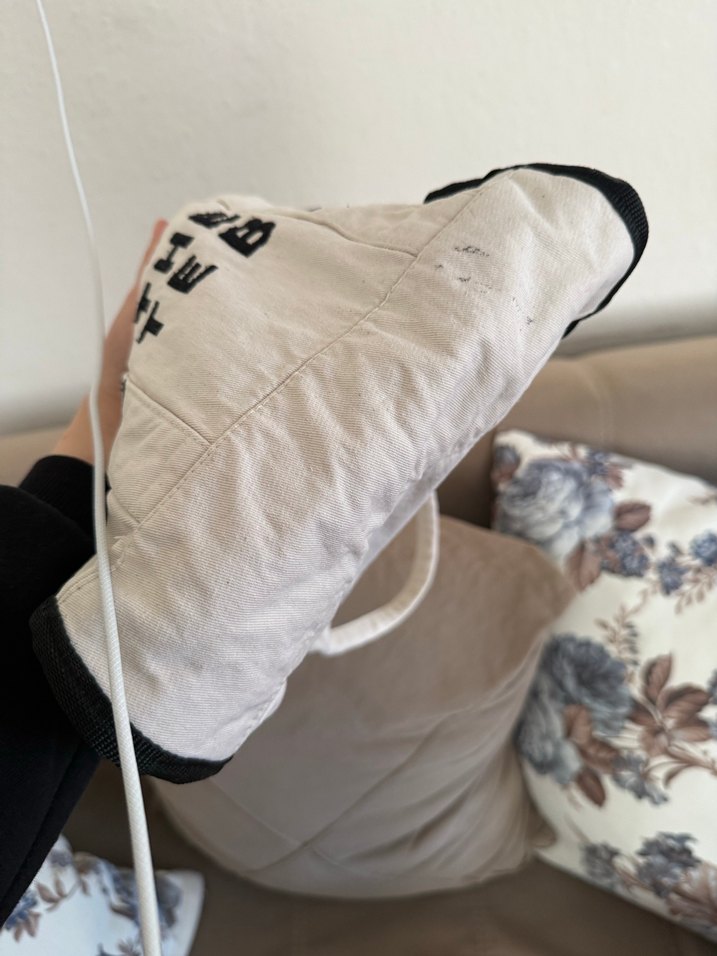 Beyaz Baskılı Kadın Bez Çanta - Görsel 5