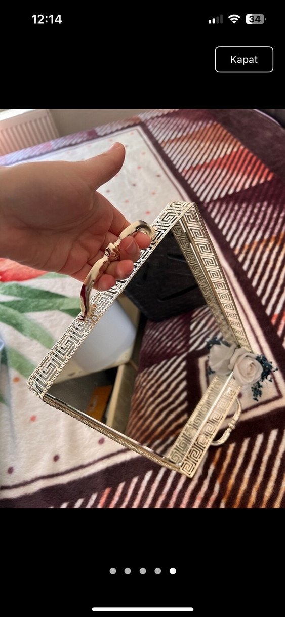 Gri Beyaz Dekoratif Kulplu Ayna - Görsel 5