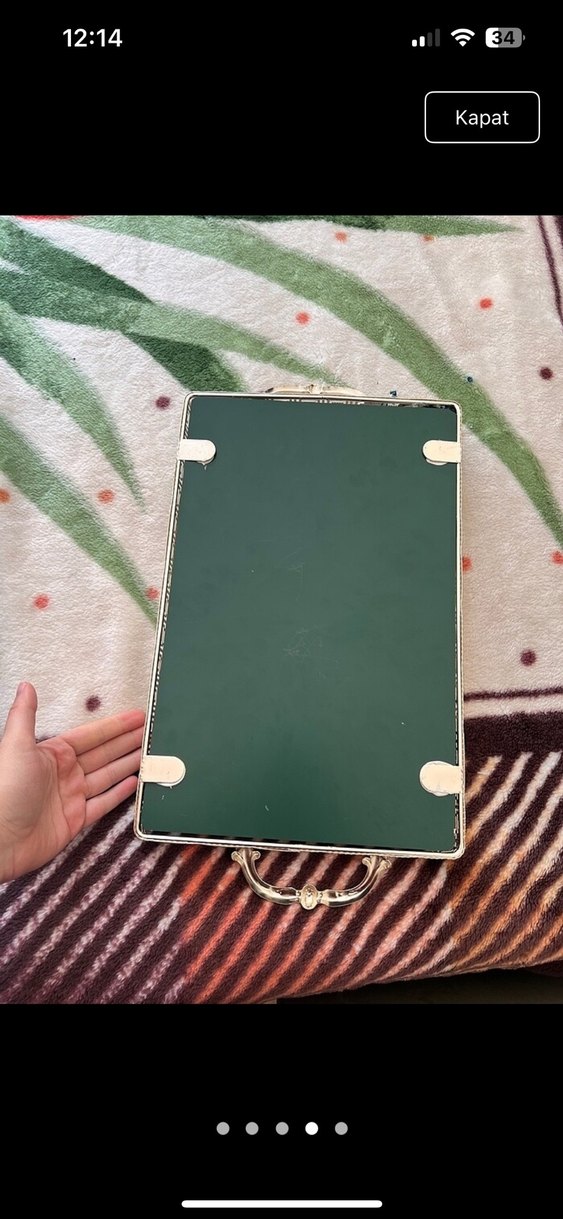 Gri Beyaz Dekoratif Kulplu Ayna - Görsel 4