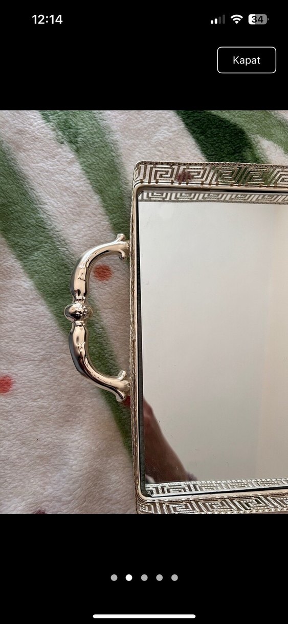 Gri Beyaz Dekoratif Kulplu Ayna - Görsel 2