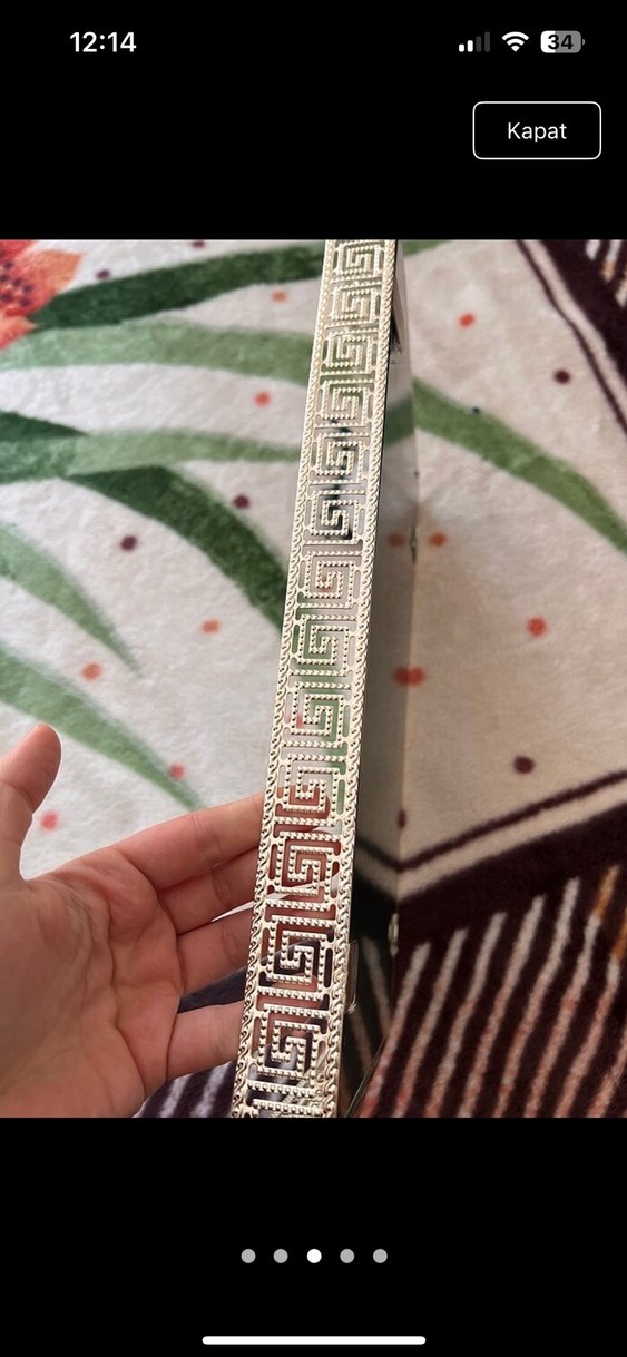 Gri Beyaz Dekoratif Kulplu Ayna - Görsel 3