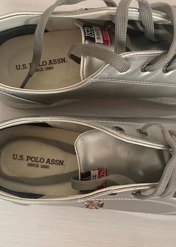 U.S Polo Assn. Gri Metalik Platform Topuklu Spor Ayakkabı