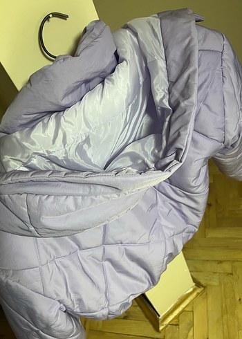 38 Beden Mor Pastel Düğmeli Kadın Kışlık Mont