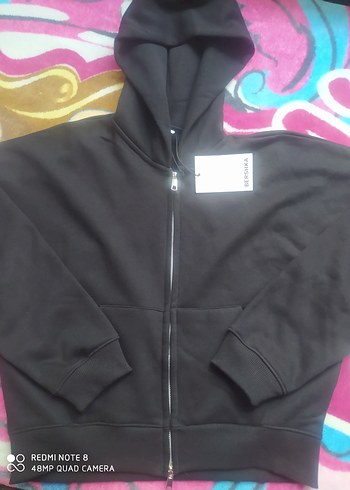 Siyah Kapüşonlu Fermuarlı Sweatshirt