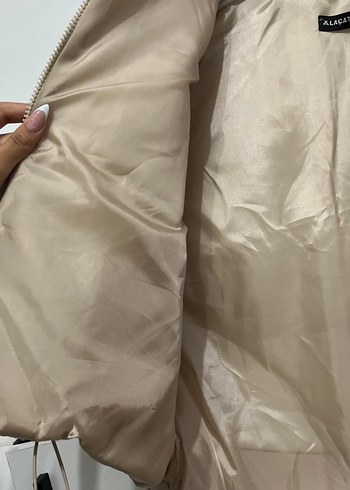 l Beden camel Renk Bej Yüksek Yakalı Kadın Şişme Yelek