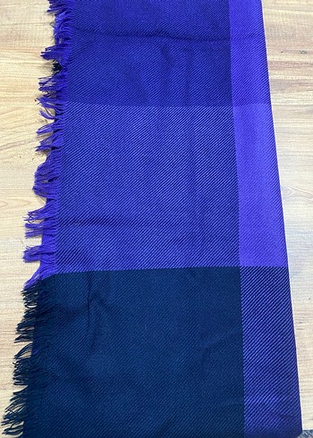 Kadın Mor Kareli Midi Atkı şal - Görsel 3