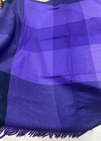 Kadın Mor Kareli Midi Atkı şal - Görsel 4