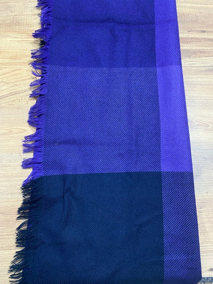 Kadın Mor Kareli Midi Atkı şal - Görsel 2