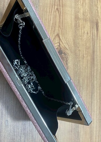 Pembe Parlak Deri Kadın Portföy Çanta - Görsel 6