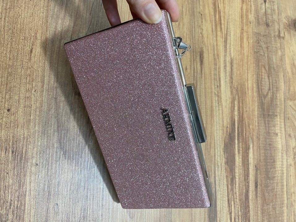 Pembe Parlak Deri Kadın Portföy Çanta - Görsel 2