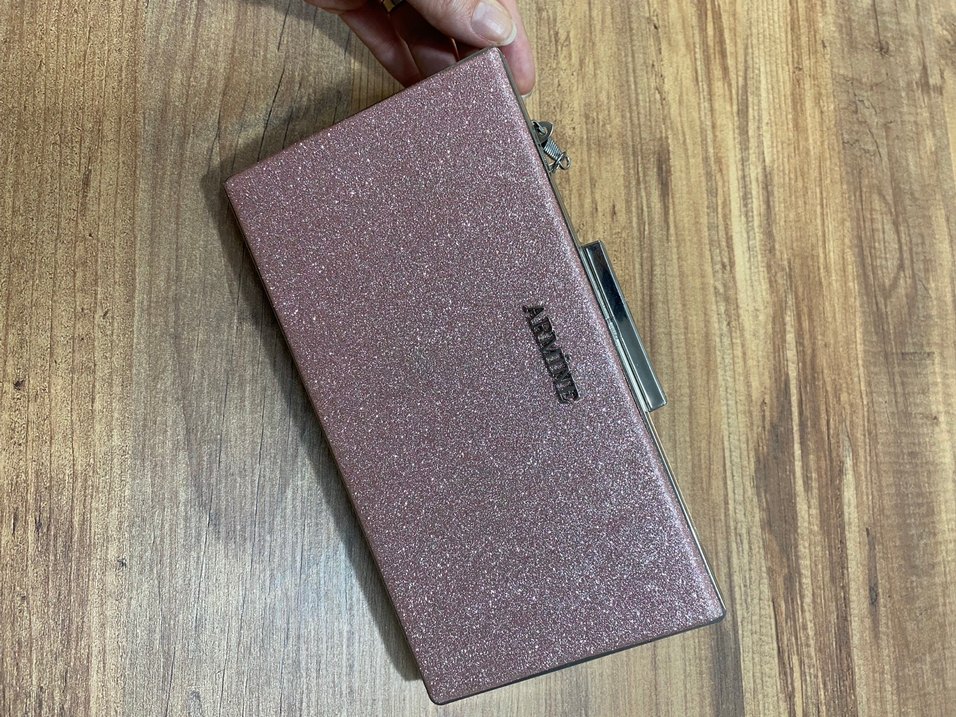 Pembe Parlak Deri Kadın Portföy Çanta - Görsel 3