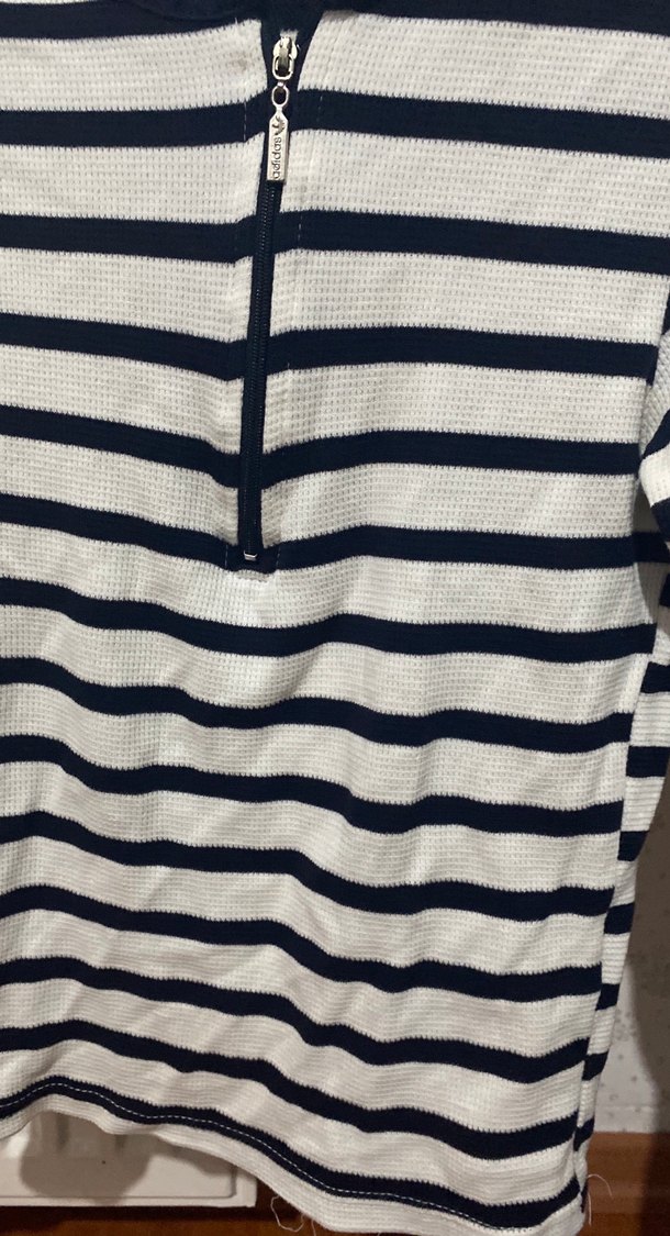 Çizgili Pamuklu Fermuarlı Tişört - Görsel 2