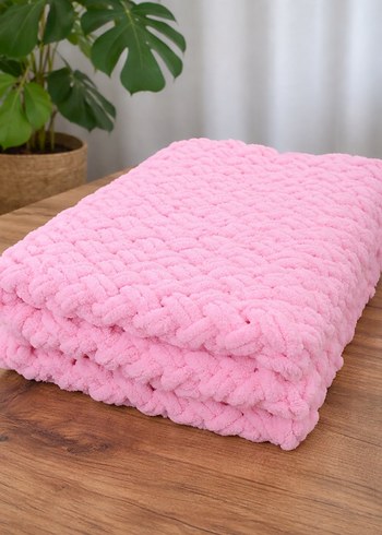 Pembe Örgü Bebek Battaniyesi - Görsel 2