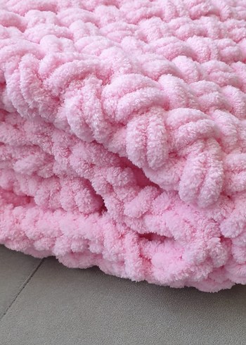 Pembe Örgü Bebek Battaniyesi - Görsel 3