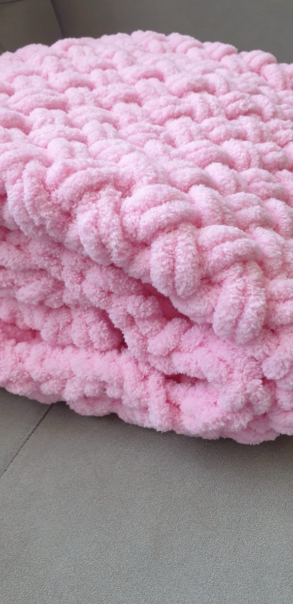 Pembe Örgü Bebek Battaniyesi - Görsel 3