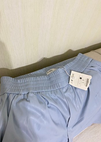 Mavi Kadın Mini Deri Şort - Görsel 4